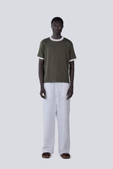 Knitted Ringer Tee in Olive
