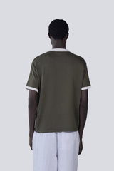 Knitted Ringer Tee in Olive