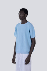 Knitted Round Shirt in Baby Blue