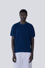 Knitted Round Shirt in Navy Blue