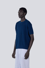 Knitted Round Shirt in Navy Blue