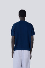 Knitted Round Shirt in Navy Blue