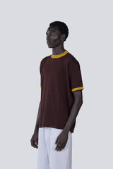 Knitted Ringer Tee in Maroon