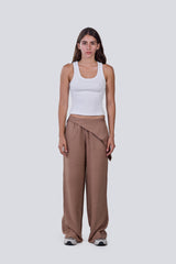 Female Linen with Scarf in Beige