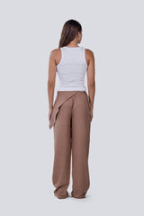 Female Linen with Scarf in Beige