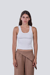 Female Linen with Scarf in Beige