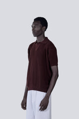 Knitted Summer Polo in Brown