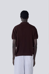 Knitted Summer Polo in Brown