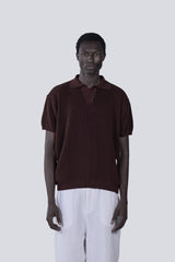 Knitted Summer Polo in Brown