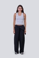 Female Linen with Scarf in Black