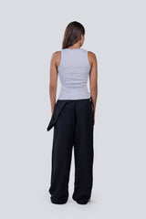 Female Linen with Scarf in Black
