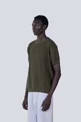 Knitted Round Shirt in Olive