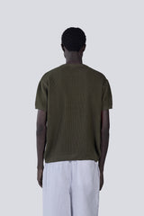 Knitted Round Shirt in Olive