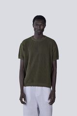 Knitted Round Shirt in Olive