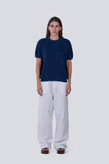 Knitted Round Shirt in Navy Blue