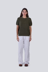 Knitted Round Shirt in Olive