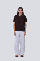 Knitted Summer Polo in Brown
