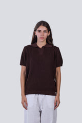 Knitted Summer Polo in Brown