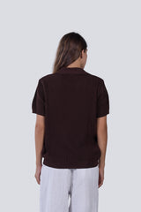 Knitted Summer Polo in Brown