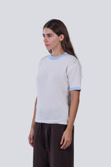Knitted Ringer Tee in White