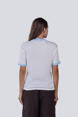 Knitted Ringer Tee in White