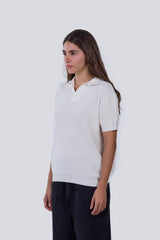 Knitted Summer Polo in White