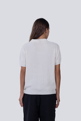 Knitted Summer Polo in White