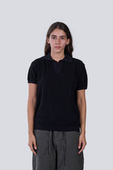 Knitted Summer Polo in Black