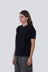 Knitted Summer Polo in Black