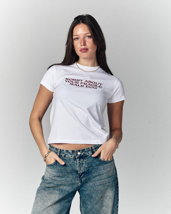 Fragile Male Ego White Baby Tee