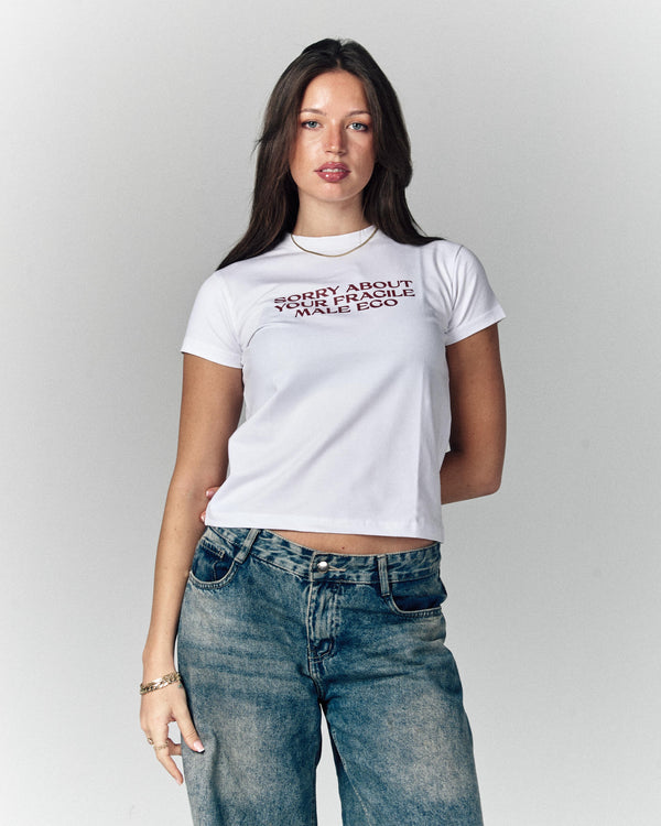 Fragile Male Ego White Baby Tee