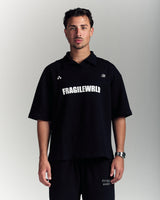 Fragile Wrld Polo Tee In Black