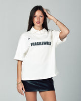 Fragile Wrld Polo Tee In White