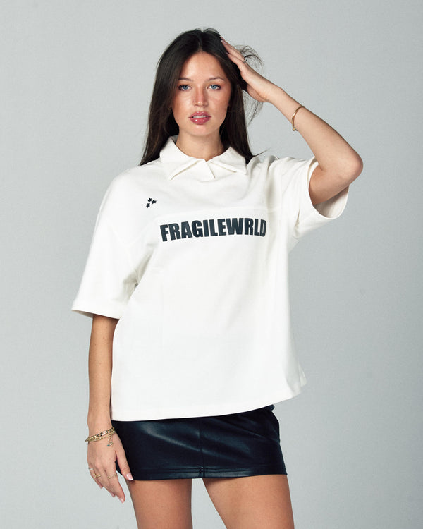 Fragile Wrld Polo Tee In White
