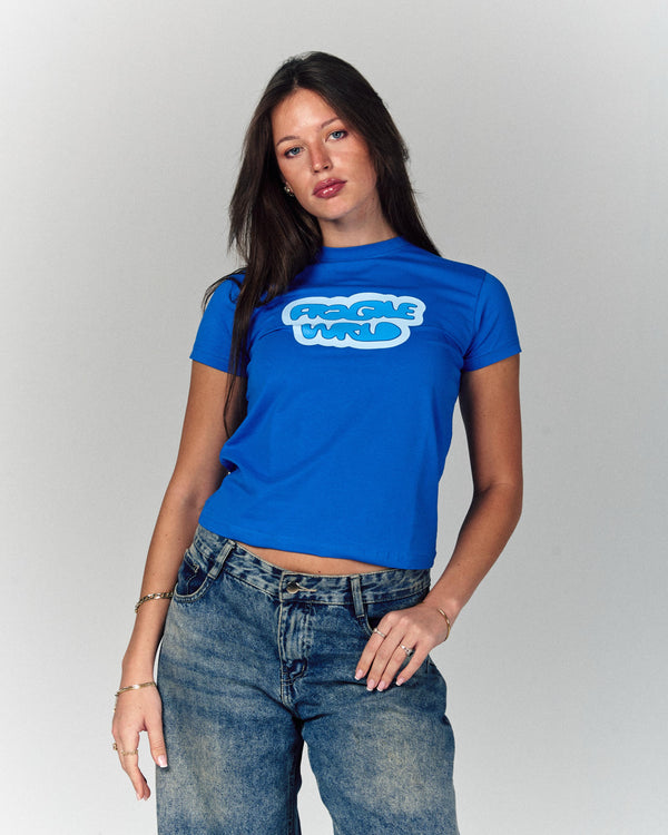 Fragile Wrld Blue Baby Tee