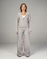 Femme Dual Knitted Jacket Set in Light Gray