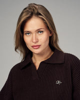 Fragile Classic Knit Polo in Brown