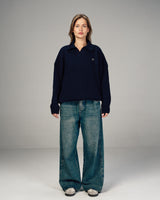 Fragile Classic Knit Polo in Navy