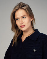 Fragile Classic Knit Polo in Navy