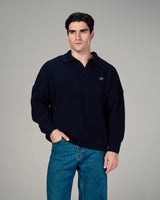 Fragile Classic Knit Polo in Navy