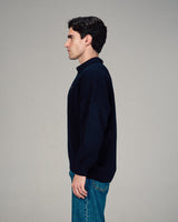 Fragile Classic Knit Polo in Navy