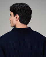 Fragile Classic Knit Polo in Navy