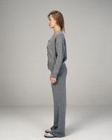 Femme Dual Knitted Cardigan Set in Gray
