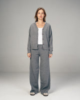 Femme Dual Knitted Cardigan Set in Gray