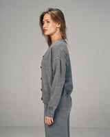 Femme Dual Knitted Cardigan in Gray