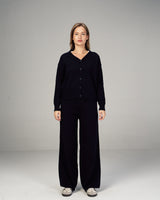 Femme Dual Knitted Cardigan Set in Black